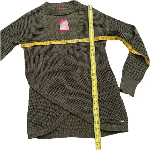 Guess Winslet Crossover Wrap Sweater Olive Green Size Small - Picture 9 of 11